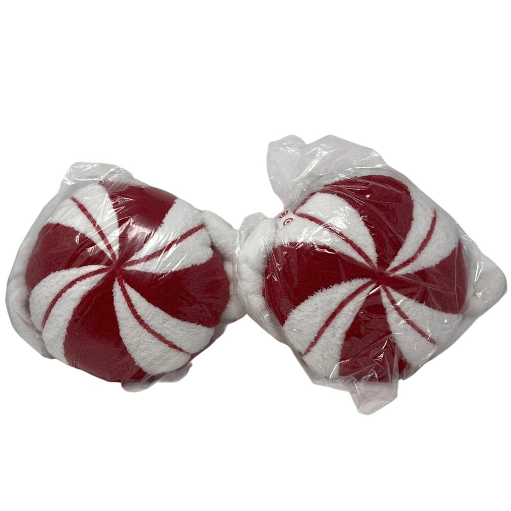 NWT Set of 2 Target Wondershop Christmas Peppermint Candy Plush Throw Pillow - Picture 6 of 7